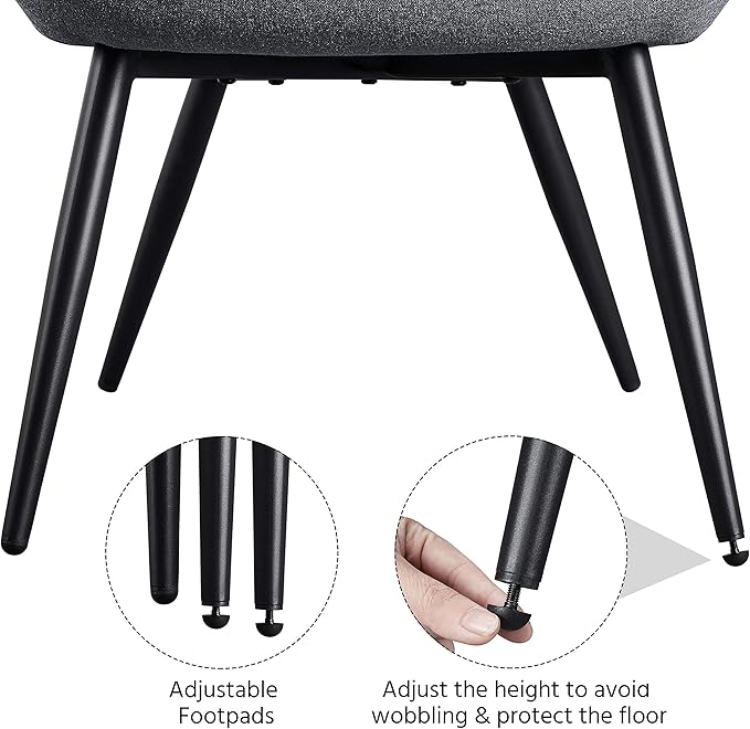 Yaheetech Accent Chair, Modern and Elegant Armchair, Linen Fabric Vanity Chair with Mental Legs and High Back for Living Room Bedroom Office Waiting Room, Grey