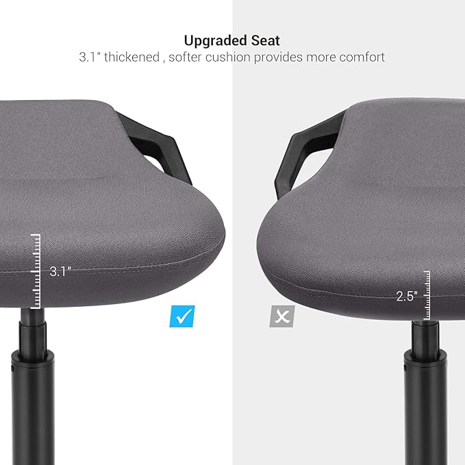 SONGMICS Standing Desk Chair, Adjustable Ergonomic Wobble Stool, 23.6-33.3 Inches Drafting Chair, Swivel Sitting Balance Stool, Fabric Upholstery, Anti-Slip Bottom Pad, Slate Gray UOSC02GY