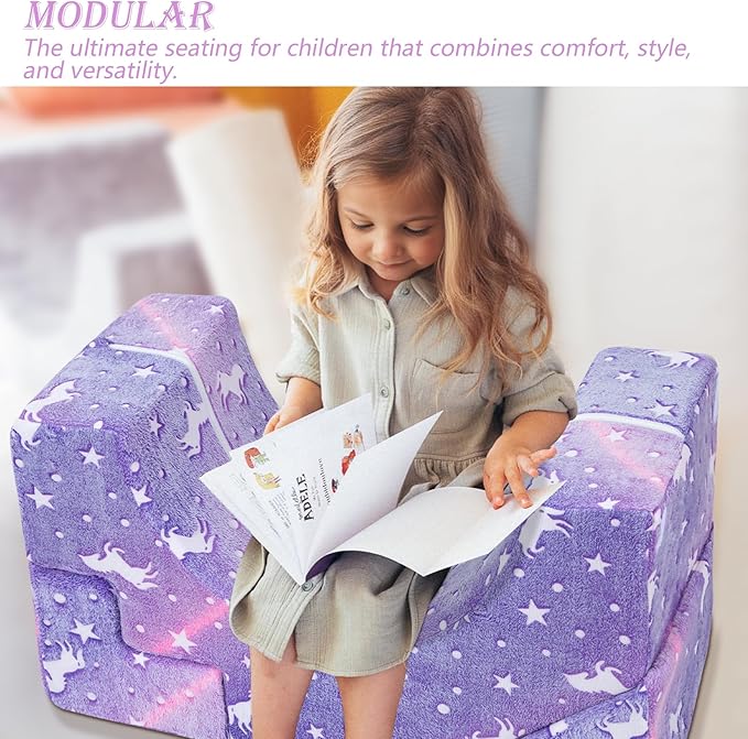 MeMoreCool Foam Climbing Toddler Couch, Modular Kids Sofa with Slide & Stair, Convertible Baby Couch for Playroom, Sectional Furniture for Crawling, Climbing, and Kids’ Play