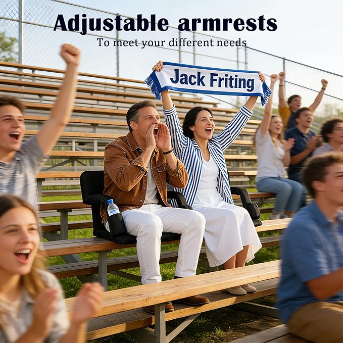 Anmiro Stadium Seats with Back Support Bleacher Chairs with Back and Extra Wide Cushion Thick Padded Bleacher Portable Reclining Seats for Football, Baseball and Basketball (Black, Small)