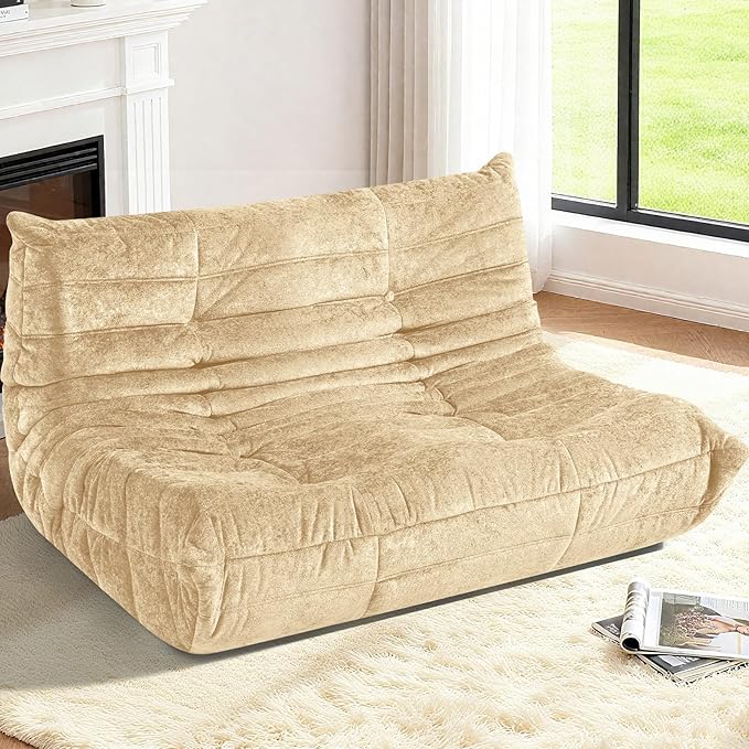 HABUTWAY Bean Bag Chair, Giant Bean Bag Chairs for Adults, 3 Seater Fireside Chair, Lazy Large Floor Bean Bag Sofa for Living Room, Bedroom, Dorm, Office (Khaki)