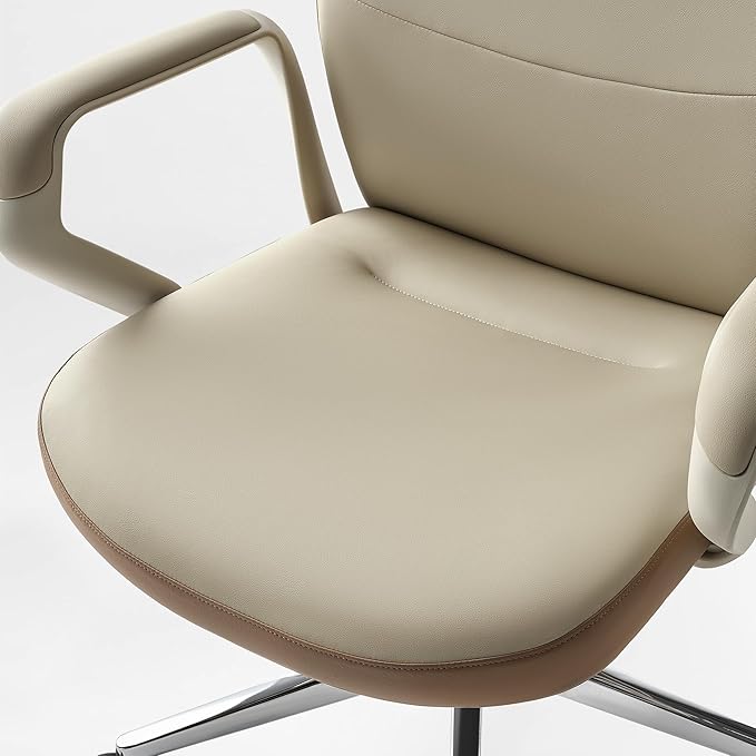 EUREKA ERGONOMIC Clara Executive Office Chair, Faux Leather Computer Task Chair, High Back Swivel Desk Chair with Lumbar Support and 3-Position Recline Lock, Beige-Brown