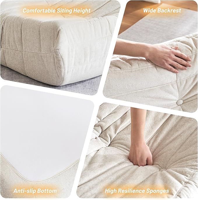 HABUTWAY Bean Bag Chair, Giant Bean Bag Chairs for Adults, Bean Bag Sofa with Filler Faux Fur, Memory Foam Bean Bag Couches Fireside Lazy Sofa for Living Room, Bedroom, Office (Beige)