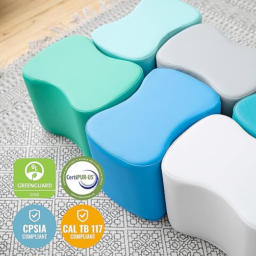 ECR4Kids SoftZone Toddler Modular Stool Set, Flexible Seating, Contemporary, 6-Piece