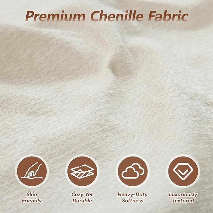 WUTUTUEE Boneless Chair, Double-Layer Armless Floor Sofa with High Density Memory Foam, No Assembly Togo Sofa, Chenille Bean Bag Chairs for Living Room, Bedroom, Comfy Cloud Chair (Beige)