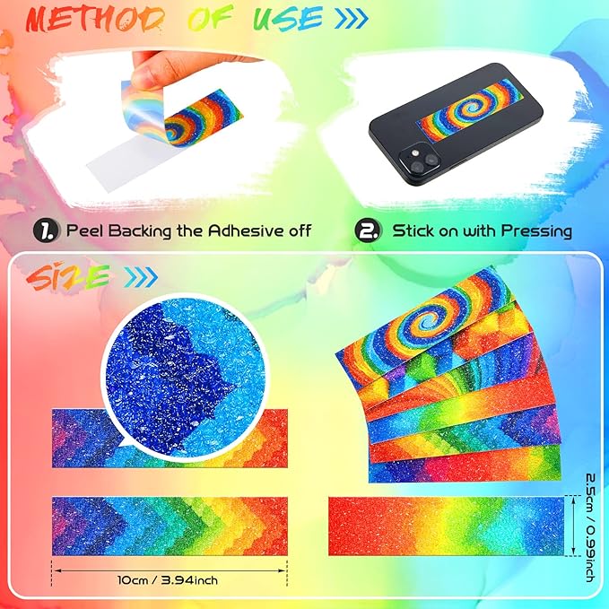 Gersoniel 72 Pcs Anxiety Sensory Stickers Strips Adhesive Textured Mental Health Calm Stickers Mindfulness Fidget Decals Stress Anxiety Relief Items for Therapy Office Desk Counselor(Rainbow)