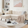 Tbfit L Shaped Couch Sofa, 80" W Mid-Century Modern Sectional Couches, 3 Seater Sofas with Wide Chaise Lounge, Button Tufted Upholstered Sectional Sofa for Living Room, Bedroom, Beige | linen fabric, button tufted, solid wood foot, pocket spring, wood ...
