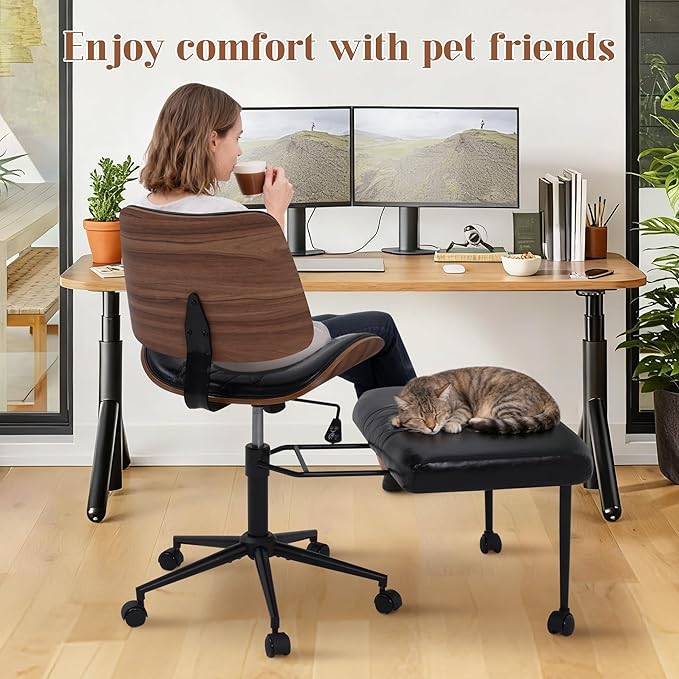 Azaeahom Ergonomic Cross Legged Office Chair with Wheels, Height Adjustable & 360°Swivel for Meditation, Desk & Yoga - Wide Criss Cross Design, Kneeling Chair - Black