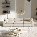 3 Seater Cloud Sectional Couch, Khaki Modular Sectional Sofa, Modern Comfy Sofa, Covers Removable, Convertible Sleeper Couch for Living Room Apartment (Linen Fabric)