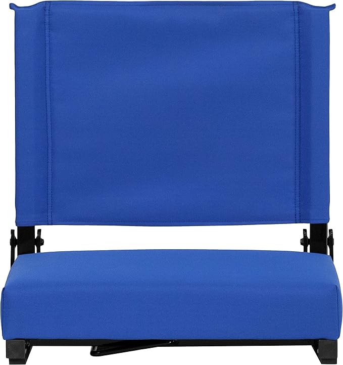Flash Furniture Grandstand Portable Stadium Seats for Bleachers or Benches, Folding Padded Stadium Chairs with Handle, Pack of 2, 500 lb. Weight Capacity, Blue