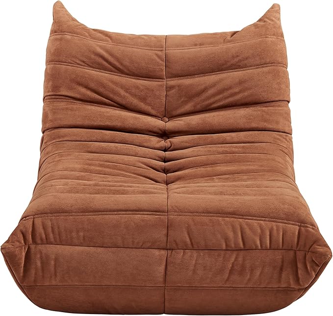 Green Bean Bag Chair - Corner Sofa, Fireside Floor Couch for Living Room, Bedroom, Gaming & Office (Brown, Single)