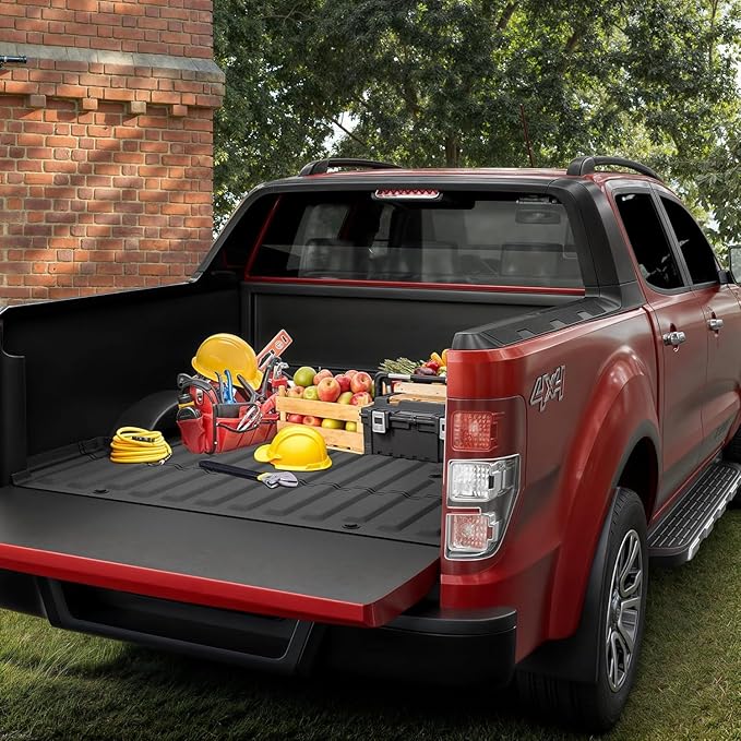 OEDRO Truck Bed Mat Fit for 2017-2025 2026 Ford F250/F350/F450 (6.75ft,81.9" Bed), TPE All Weather Ford F250 6.75FT Heavy Duty Pickup Bed Liner Accessories, Black