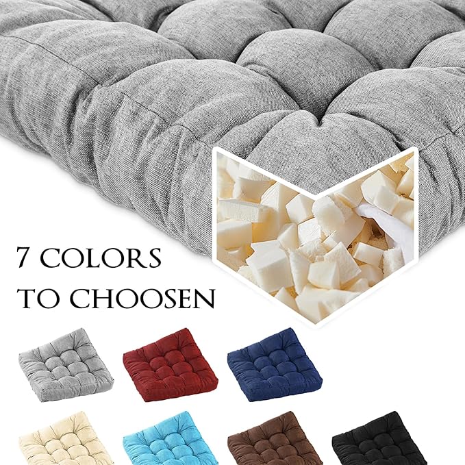 LYLNBYWK Meditation Floor Cushions, Thickened Floor Pillow for Adults, Large Square Pillows Seat Cushion for Tatami Living Room Yoga, Memory Sponge Block Added, 22x22 Inch, Grey