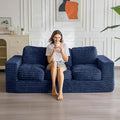 MAXYOYO 3-Seater Boneless Sofa Couch, Modern Faux Fur Sofa for Living Room, Soft Bean Bag Chair High-Density Foam Couch with Pillows, No Assembly Required