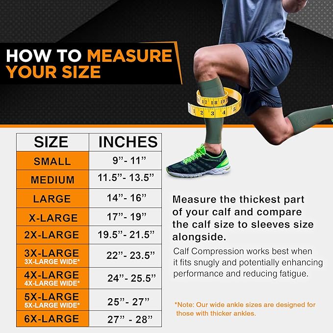 Doc Miller Compression Calf Sleeve for Men & Women – 20-30mmHg Graduated Support for Running, Shin Splints, Calf Strain – Knee High, Small to 6XL Plus Size