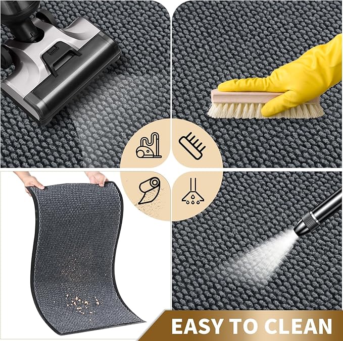 Yimobra Doormat Outdoor Indoor Entrance 36 x 17, All-Season All-Weather Front Door Mat, 100% Waterproof Welcome Matt for Floor Garage Outside Entry, Stain and Fade Resistant,Grey
