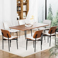 YaFiti Dining Chairs Set of 6, Dining Room and Kitchen Chairs, FSC Certified Mid Century Modern Accent Chair, Upholstered PU Leather Chairs for Vanity with Walnut Bentwood and Metal Legs, White