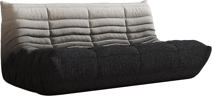 Bean Bag Chair, Fireside Chair, Large Bean Bag Chair for Adults, Bean Bag Chairs for Teens with High-Resilience Foam, Non-Slip Base Floor Lounge Sofa,Living Room (Gradient White-Black, 3-Seater)