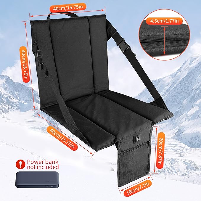 CAMPHILL 2PCS Portable Stadium Seat Cushion for Bleachers,Folding Lightweight Seat with Backrest,Adjustable Straps,Ideal for Camping,Hiking,Sports Events,Outdoor Concerts