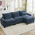 URRED Cloud Couch Modular Sectional Sofa, 122'' Modern L Shaped Deep Seat Sofa with Ottoman & Pillows, Ultra Comfy Chenille Couches for Living Room, Bedroom or Apartment, Blue