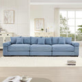 KEIKI 130" Oversized Corduroy Modular Cloud Sectional Sofa with High-Density Foam Cushions, Extra-Thick Armrest, Upholstered Modern 3-Seater Fluffy Corner Couch with 9 Pillow, for Living Room, Blue
