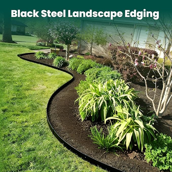 Galvanized Steel Landscape Edging Metal Landscape Edging Black Steel Landscaping Metal Garden Edging Border 6 Inch Depth 40 Inch Strips 6pcs for Lawn Yard 20 Feet Total (with 6 Clips)