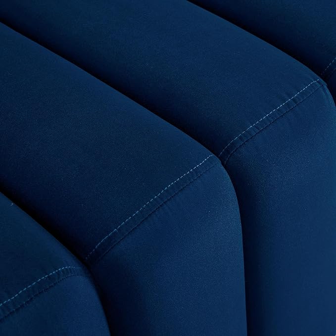 MCombo Waiting Room Benches, Guest Reception Lobby Chairs for Salon, Velvet Upholstered Ottoman for Bedroom Entryway 4698 (Blue)