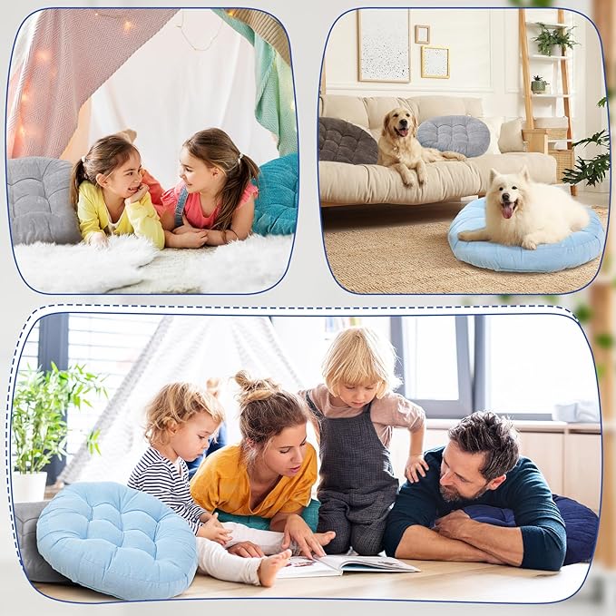 Jerify Floor Pillow Cushions 22 x 22 Inch Round Square Large Meditation Floor Pillow for Classroom Adult Meditation Picnic Party Cushion for Seating Gift Christmas(Round,Dark Colors,6 Pcs)