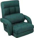FLOGUOR 14-Position Adjustable Floor Chair, Chaise Lounge Indoor, Folding Lazy Sofa with Armrests and a Pillow Padded Adults Gaming Chairs for Living Room, Bedroom Factory Price (Green) 8803GN
