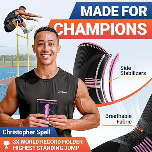 DR. BRACE ELITE Knee Brace with Size Stabilizer (2 Pack) Knee Brace for Women & Men, Workout, Sports, Daily Knee Compression Sleeve for Maximum Knee Pain Support & Fast Recovery (Orion, Medium)