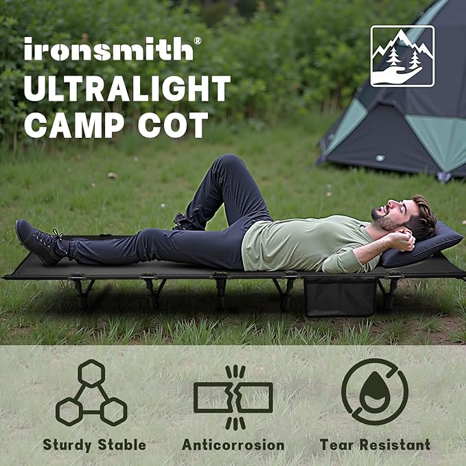 ASGARD Camping Cot, Portable Camping Bed for Adults, Foldable Sleeping Cots for Hiking,Camping,Travel (Black#Upgraded)