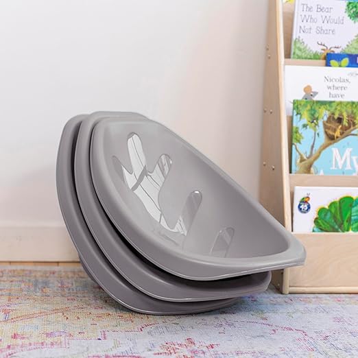 ECR4Kids Leaf Floor Seat, Rocker Chair, Grey, 6-Piece