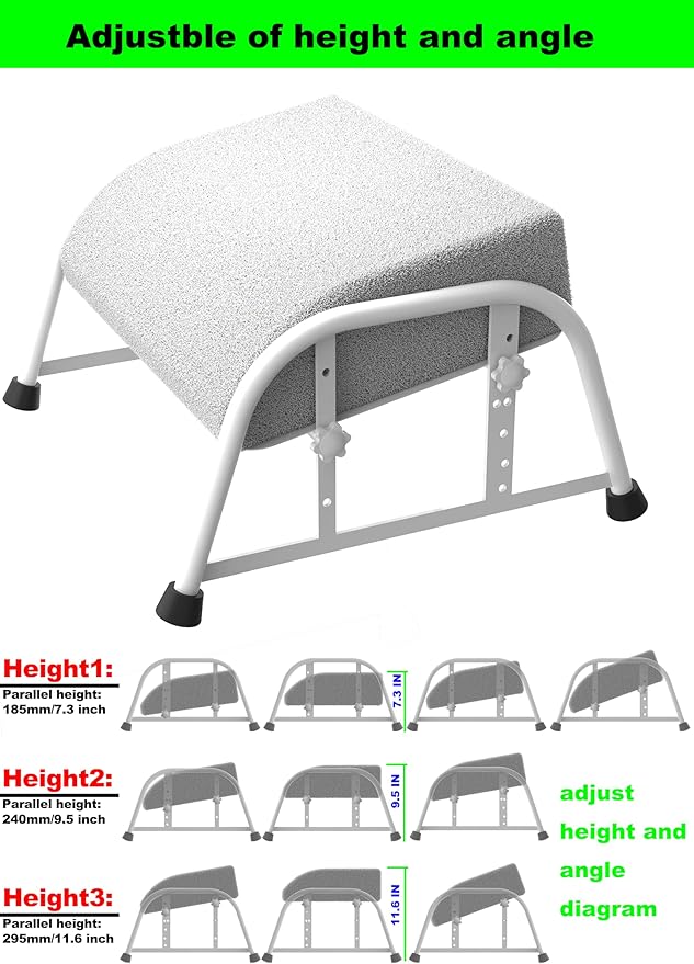 Foot Rest for Under Desk at Work, 10-Level Height Adjustable Ergonomic Foot Stool with Removable Soft Memory Foam Pad, Office & Gaming Desk Accessories for Leg Support（White 2 USE