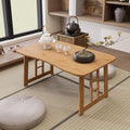 Japanese Folding Coffee Table,Bamboo Foldable Low Table for Sitting On Floor,Collapsible Floor Tea Tables,Portable Meditation Table for Tatami Living Room Bay Window Office Apartment (Wood color)