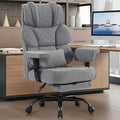 Vonesse Big and Tall Office Chair, Computer Chair with Soft Adjustable Armrests, Ergonomic Gaming Chair with Breathable Linen Design, Executive Chairs with Footrest (Linen Fabric, Gray)