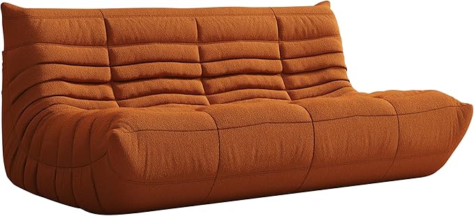 Bean Bag Chair, Fireside Chair, Large Bean Bag Chair for Adults, Bean Bag Chairs for Teens with High-Resilience Foam, Non-Slip Base Floor Lounge Sofa,Living Room (Orange, 3-Seater)