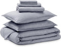 Bare Home Bed-in-A-Bag 7 Piece Comforter & Sheet Set - King - Goose Down Alternative - Ultra-Soft 1800 Premium - Bed Set - Cationic (King, Heathered Midnight Blue)
