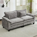 URRED Modular Sectional Sofa Comfy Cloud Couch, Modern Chenille Sofa Sleeper Deep Seat Couches with Ottoman/Pillows for Living Room (Gray, 82.6'')