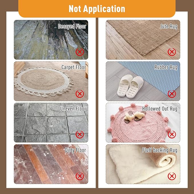 Anti Slip Rug Pad Grippers 8 Pcs Vacuum Technology Carpet Gripper for Hardwood Floors Anti Curling Carpet Grips Washable Non Slip Area Rug Stopper 10x10cm