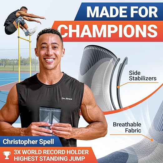 DR. BRACE ELITE Knee Brace with Size Stabilizer (2 Pack) Knee Brace for Women & Men, Workout, Sports, Daily Knee Compression Sleeve for Maximum Knee Pain Support & Fast Recovery (Uranus, XX-Large) 2