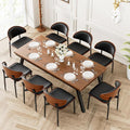 YaFiti Dining Chairs Set of 8, Dining Room and Kitchen Chairs, Mid Century Modern Retro Chair, Upholstered PU Leather Chairs for Vanity with Walnut Bentwood and Metal Legs (Black)