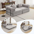 78" Loveseat Sleeper Sofa, 4 in 1 Convertible Floor Sofa Bed, Boneless Cloud Couch with Cup Holder, Fold Out Floor Couch for Living Room Bedroom Lounge, Corduroy, Light Grey