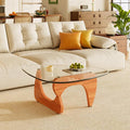 LUCKIIA Coffee Tables Glass Small Farmhouse Coffee Table Mid-Century Modern Wood Center Table for Living Room, Walnut Transparent, 36 Inch