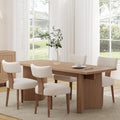 RIVOVA Mid Century Modern Dining Chairs Set of 4 Upholstered Linen Fabric Dining Chairs Curved Backrest Farmhouse Dining Room Chairs Kitchen Chairs with Wood Legs, Beige