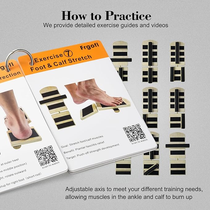 Frgofl Balance Board for Ankle Strengthening & Physical Therapy - Adjustable Single Leg Board for Recovery from Sprains, Plantar Fasciitis | Stability Trainer with Video Guide and Carry Bag