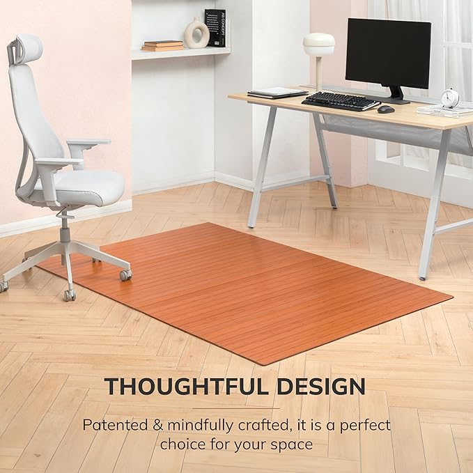 Anji Mountain Office Chairmat Thickest & Sturdy Bamboo Chairmats Highly Premium Quality Anti-Slip Heavy Duty for Multi-Purpose Hardwood Floor Office & Home Floor Protector Office Chair mat-5mm Thick