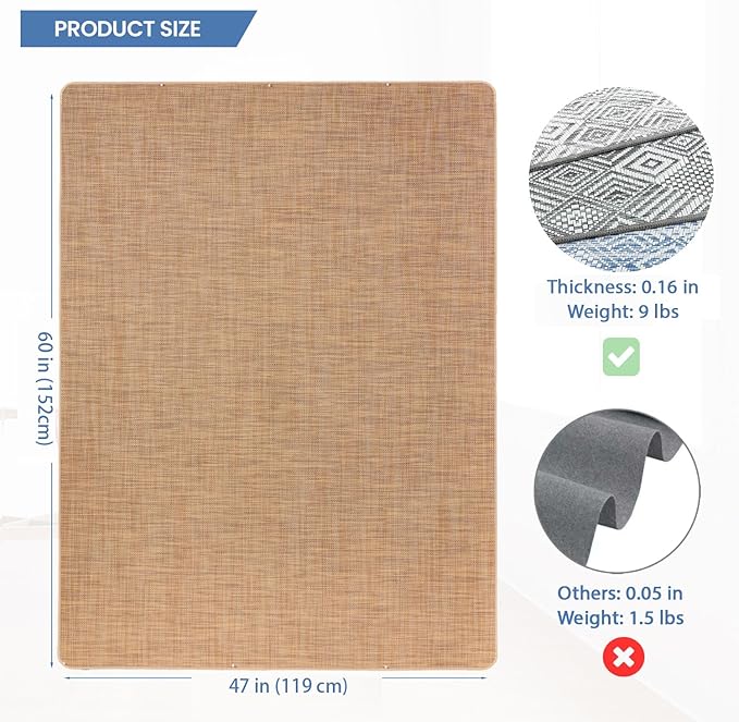 Office Chair Mat for Hardwood Floor, 60" x 47" Desk Computer Chair Mat for Hard Wood and Tile Floor, Large Anti-Slip Hard Floor Protector, PVC Mat Desk Rug for Office Home