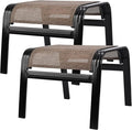 Deguifei Patio Ottoman Outdoor Footstools Assembled Aluminum Footrest Small Seat for Balcony,Backyard 2 Pack Brown