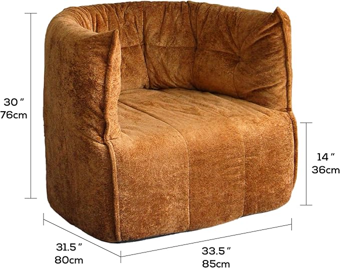 N&V Mid Century Brigantin Deep Relaxation Sofa, Soft Premium Chenille, for Living Room Bedroom and Office (Brown, Single)