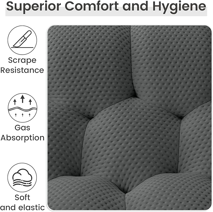 WJShome Modular Sectional Sofa,Bubble Couch,Comfy Curved Couch Living Room Sets,Modern Upholstered Bean Bag Sofa Mesh Fabric Lazy Floor Chair Living Roon Sets (Dark Gray, 3 Seater+Ottoman)